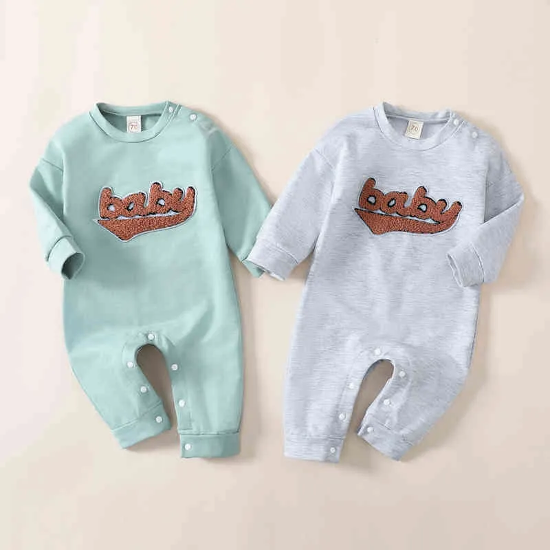 Rompers Baby Letter Rompers Baby Boys Jumpsuit Autumn Baby Girls kläder för nyfödda kostymer Kids Overaller Spädbarnskläder J220922