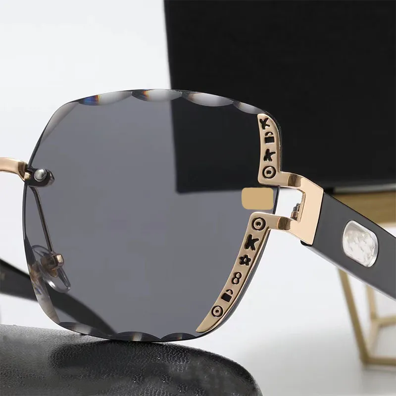 Gepolariseerde zonnebril Frameloze zonnebril voor dames heren Designer zonnebrillen Strandreizen Overmaatse lens