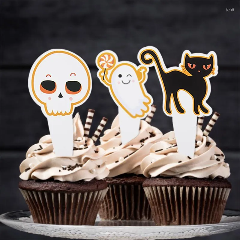 Festivo suprimentos decorações de halloween cupcake topper muffins horror pumpkin bast bolo de tampões para decoração de festa temática