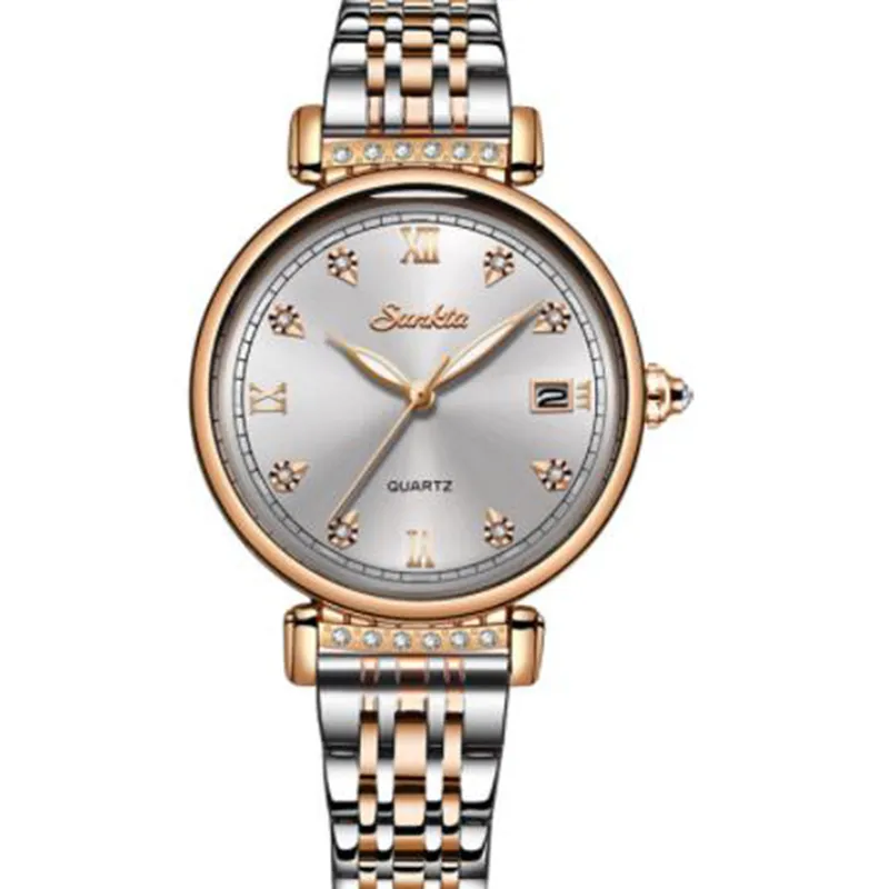 Retro Classic Mode Temperament Calendar Lady Steel Watch