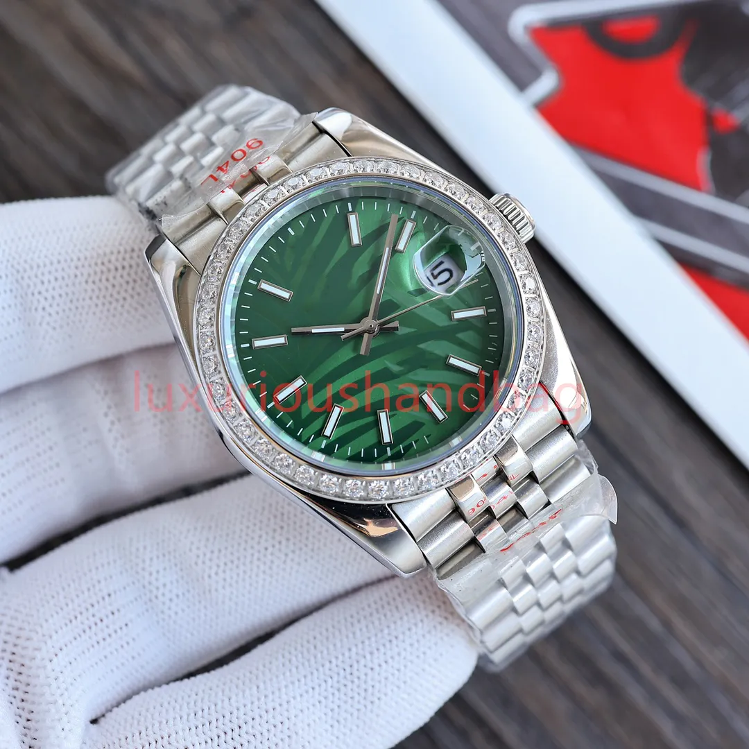 Luxury Men's Watch Date Bara automatisk mobil designer Kvinnor Watch Gold Dial Palm Leaf Mönster 36mm 904L Rostfritt stål Automatisk mekanisk klocka