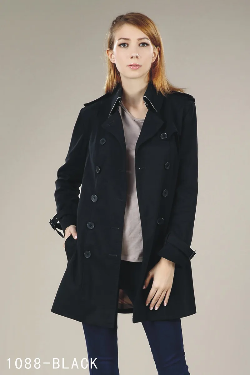 High-end double breasted classic British designer cotton waterproof trench coat with plaid anti-wrinkle over the knee extension jacket