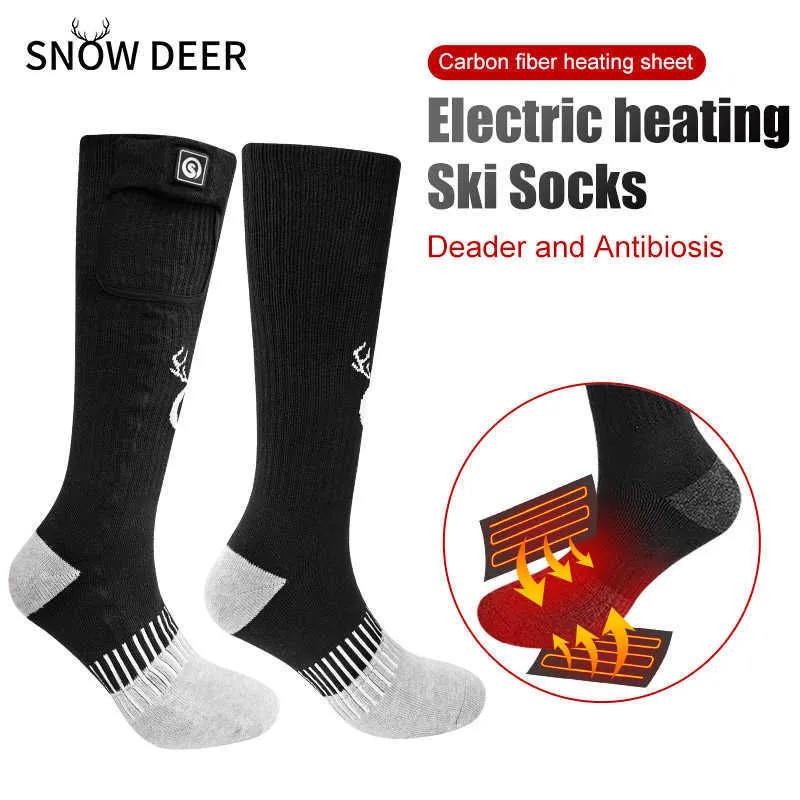 Men's Socks SNOW DEER Women Heated Winter Electric Snowboarding Stocking Rechargeable Men Cycling with Three Settings Y2209