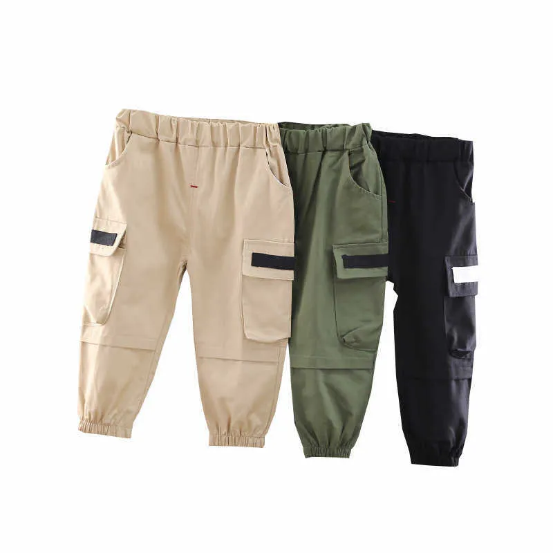 Primavera Autunno Moda Nuovi bambini Vestiti di cotone Neonati maschi Pantaloni da lavoro con tasca elastica Pantaloni sportivi casual per bambini