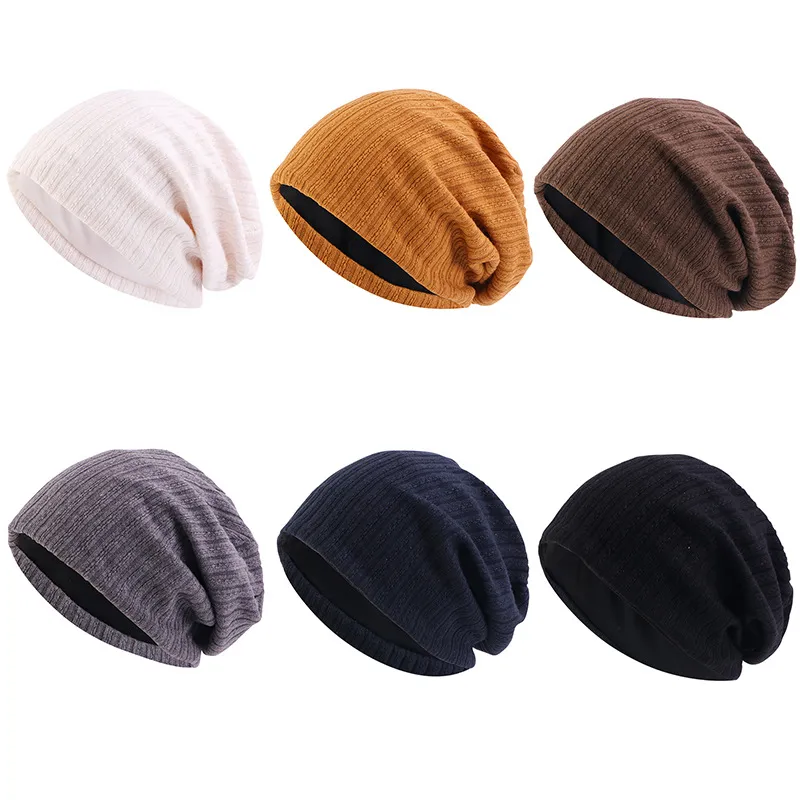 Chapéus de inverno de outono para mulheres Novo algodão de algodão dupla malha de tampa quente fêmea gorro gorro mais quente gabinete de gaiola casual boné