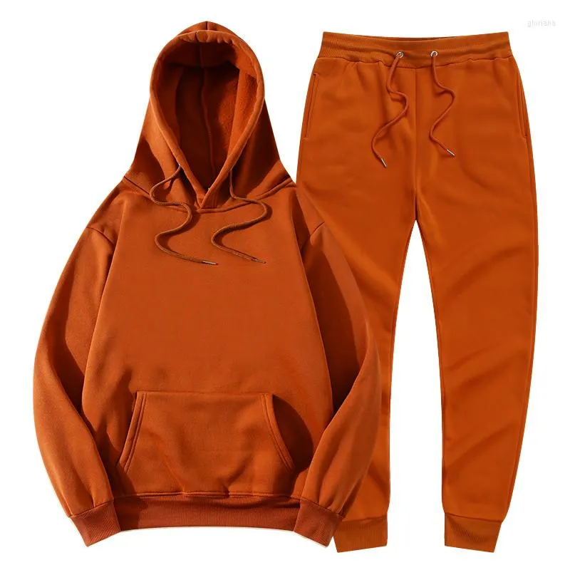 Erkek Hoodies Erkek Hoodie Pantolon Takım Kadın Demiryolu Kahverengi Kış Giyim Setleri Fleece Jogger Sweatshirt Külot Moda 2022