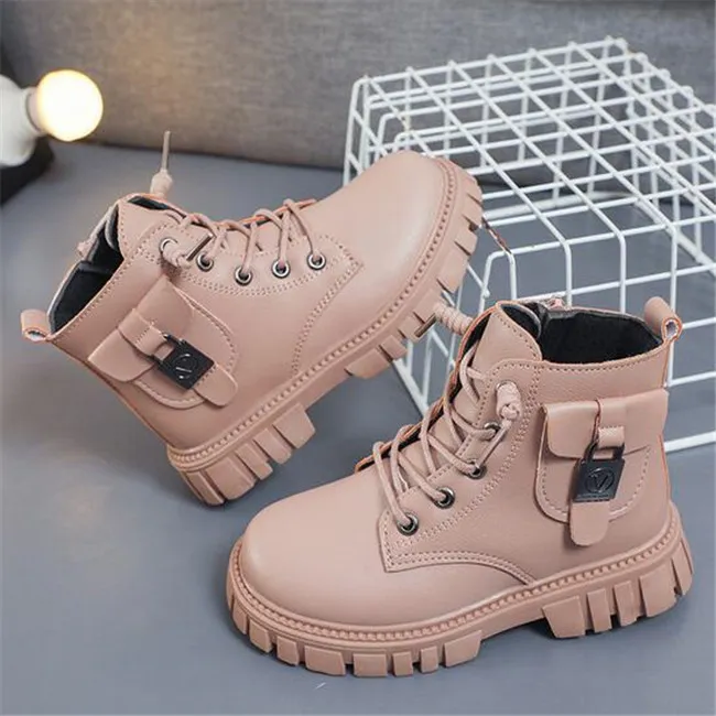 Kinder kurze Stiefel Pu-Leder Designer Winter Kinder Schuhe Jungen Mädchen klassisches Design wasserdichte Martin Stiefel Gummisohle