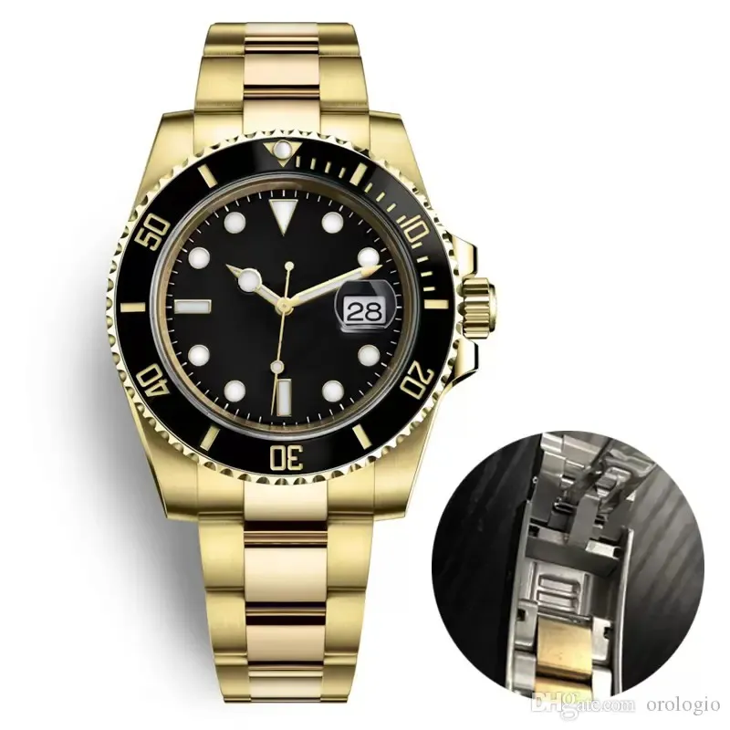 U1 Mens Watches Automatic Mechanical Movement Green Watch Rostfritt stål Original Glidarmband 5atm Swim Wristwatch