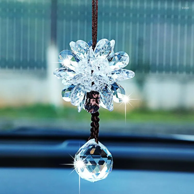 Dekoracje wnętrz Ręka Make Wiselan samochodowy luksusowy diamentowy kryształ piłka ball samochodowa tylna luster