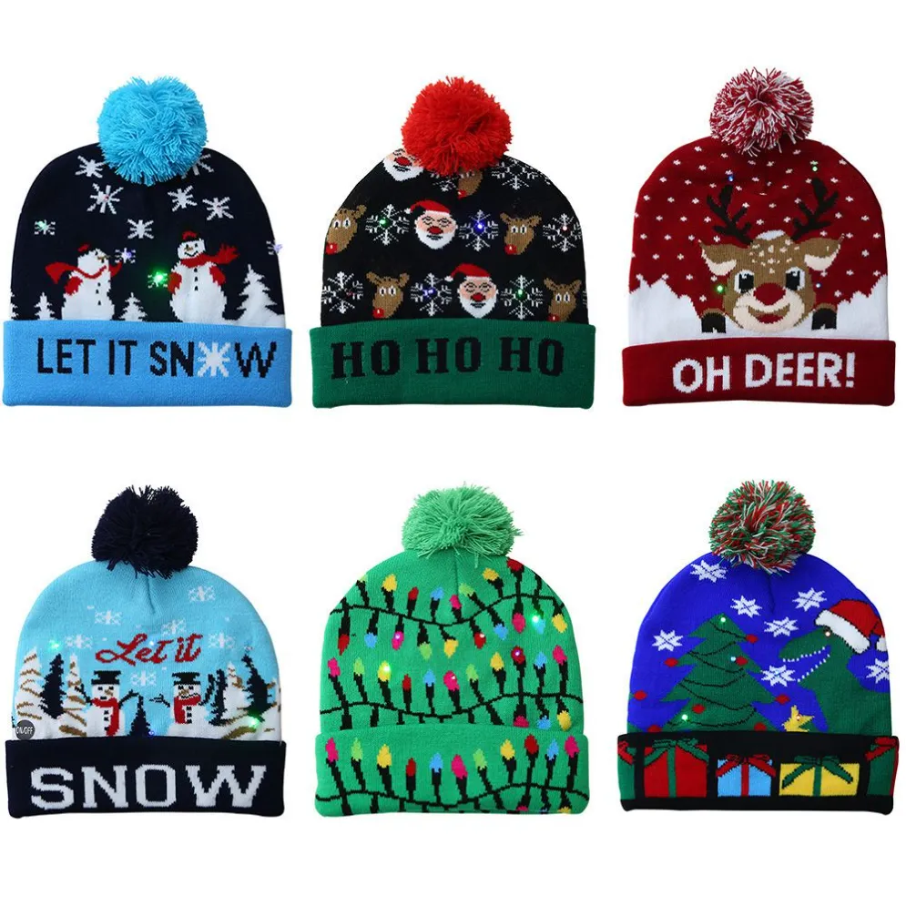 Home Autumn e Winter Fashion LED Light Knit Hat Party Party Warm Adult Ball Hat Wly935