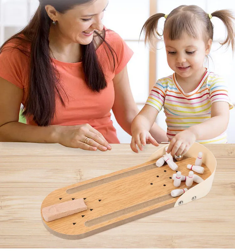 Mini Jeu De Bowling En Bois - Piste De Table Pour Enfants Et Adultes