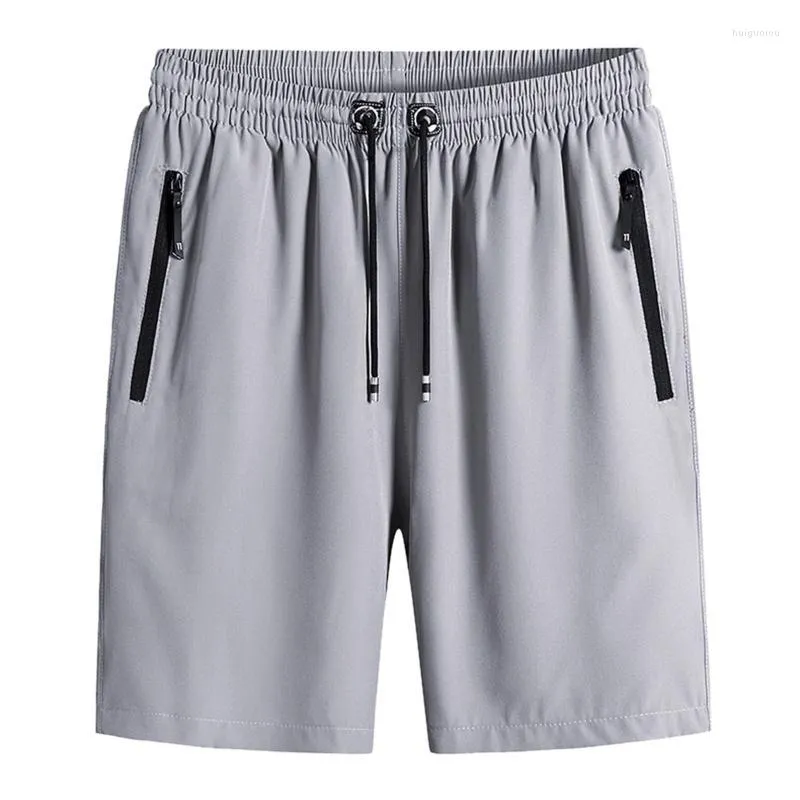 Shorts masculinos de gelo de gelo masculino bolso de seda solto de streetwear sólido respirável fitness rápido fitness homem verão homem