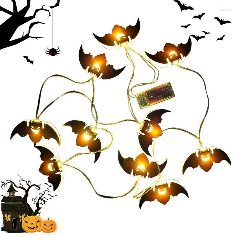 Décoration de fête Halloween lumière LED 2m/78.7 pouces lumières avec chauves-souris citrouilles sorcières chaîne alimentée par batterie