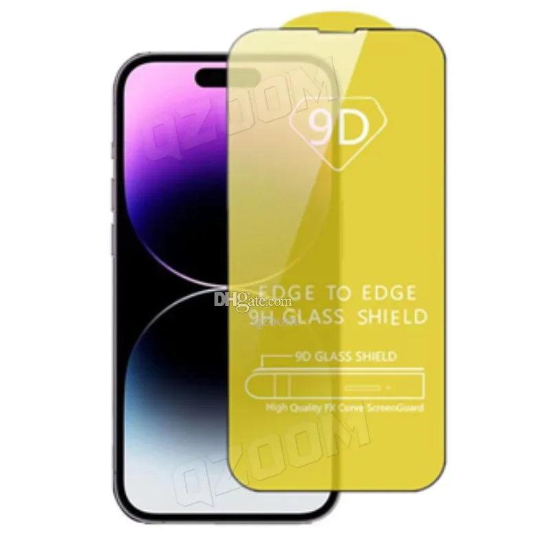 9D Full Glue Leatered Glass Ecrecter Защитник для iPhone 14 Pro Max 13 12 Samsung Galaxy S22 Plus S21 FE A32 A52 A72 A13 A33 A53 A73 5G A03 Core A31 A51 A71