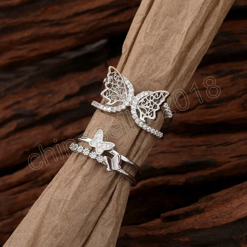 Anel de cristal de borboleta da moda para mulheres amantes mulheres garotas joias do presente de jóias femininas anéis femininos