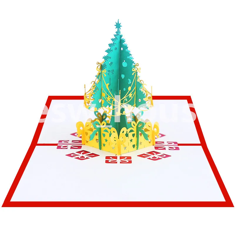 3D Pop-Up Weihnachtskarte Mit Baum | Besondere Grußkarte Zum Aufstellen | 15 X 15 Cm