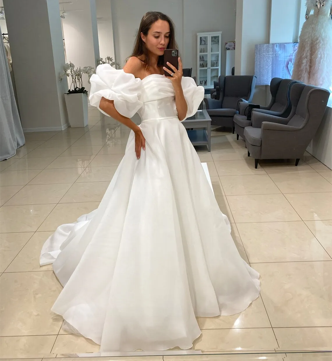 wedding bridesmaid dresses uk ASHLEYlauren 12047 – Beaded Bodice Organza Ball Gown for Formal Events main image 0