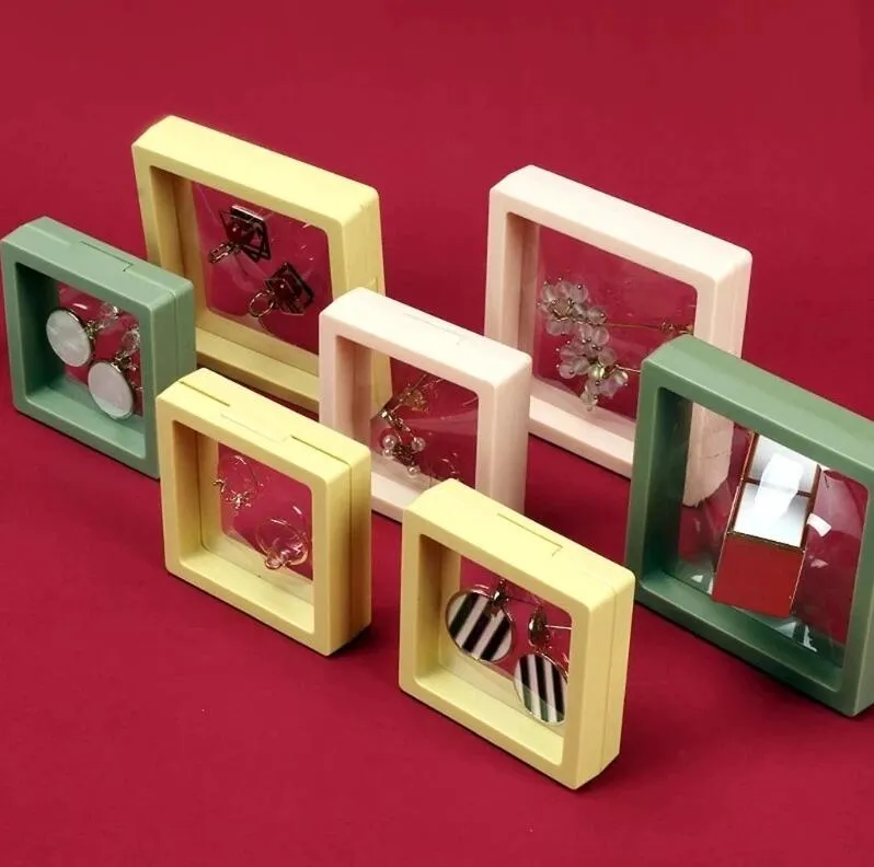 Pe Film Bunt Schmuck Verpackung Box Buntes 3D -Schwimmrahmen -Aufbewahrungsboxen Ohrring Halskette Staubdichtes Display Hülle