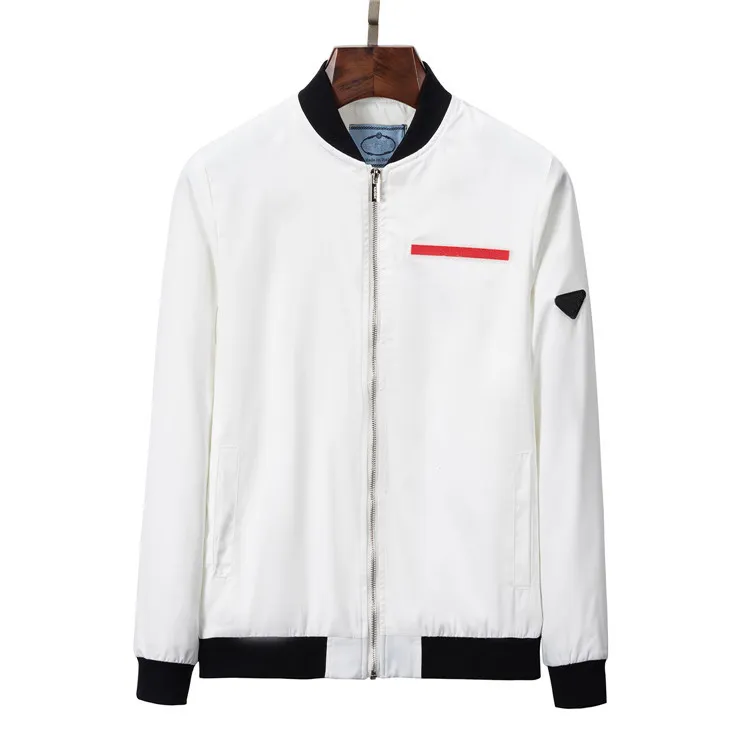 autumn and winter men's jacket striped applique simple unique fashion comfortable white sports warm zipper coat