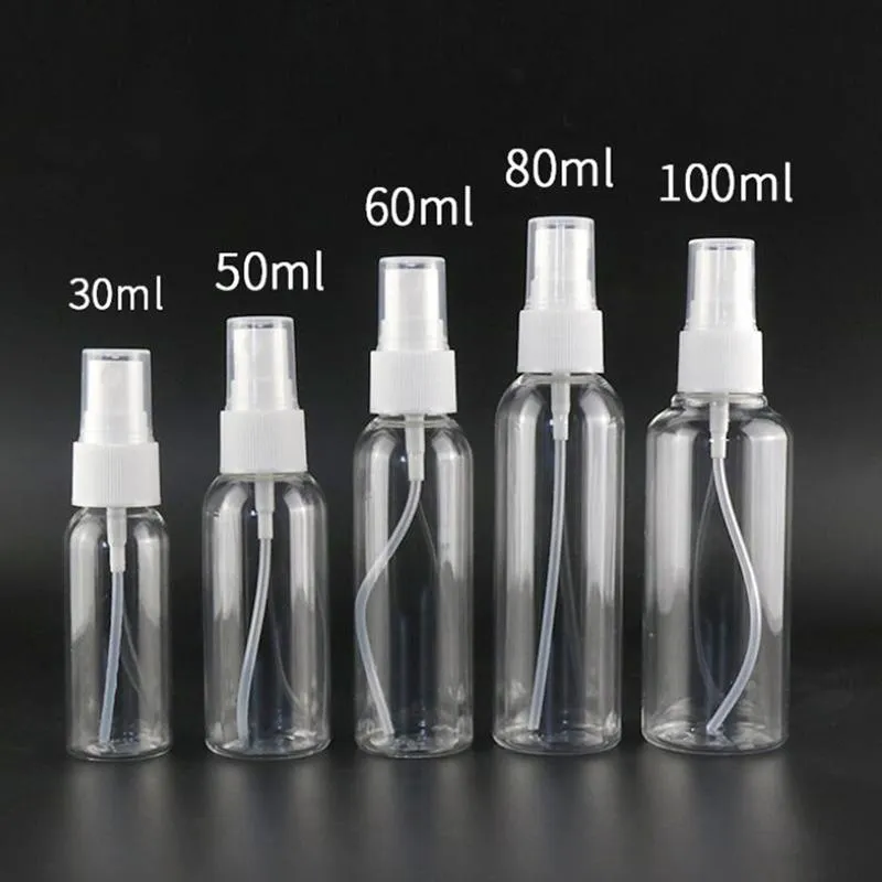 Empty Cosmetic PET Plastic Spray Bottle 10-150ml Portable Perfume Packaging Bottles Refillable Container