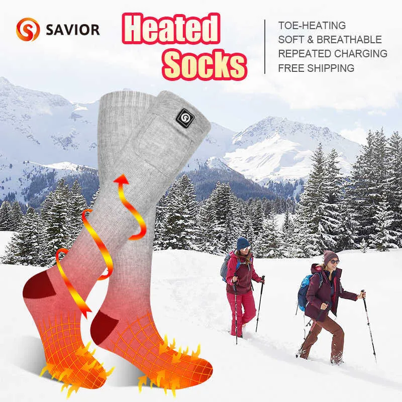 Chaussettes pour hommes SNOW DEER Chaussette chauffante rechargeable Hiver Ski électrique Bas thermique Hommes Femmes Pour Moto Cyclisme Y2209