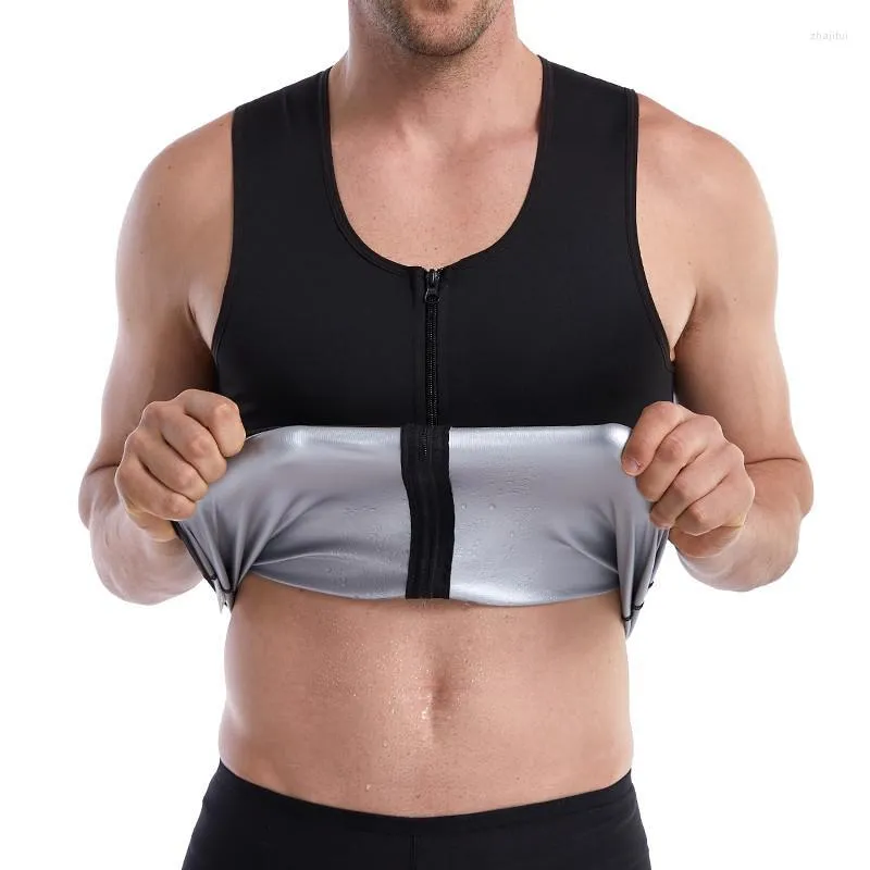 Heren lichaamsvormen heren mannen zilveren ion sauna pak shaper slanke broek tailletrainer korset zweetvest tankt tanktop naadloos