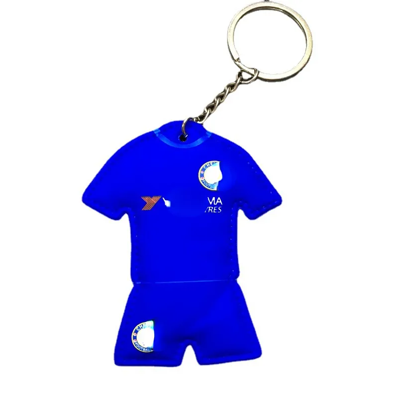 Voetbalventilator Key Chains Jersey gevuld met katoen dubbelzijdig PVC