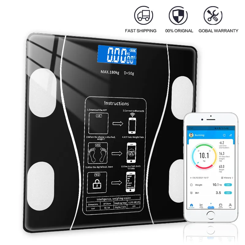 Body Weight Scales Bluetooth Fat Wireless Bathroom Floor Smart Electronic Digital Balance Composition Analyzer Smartphone App 220922