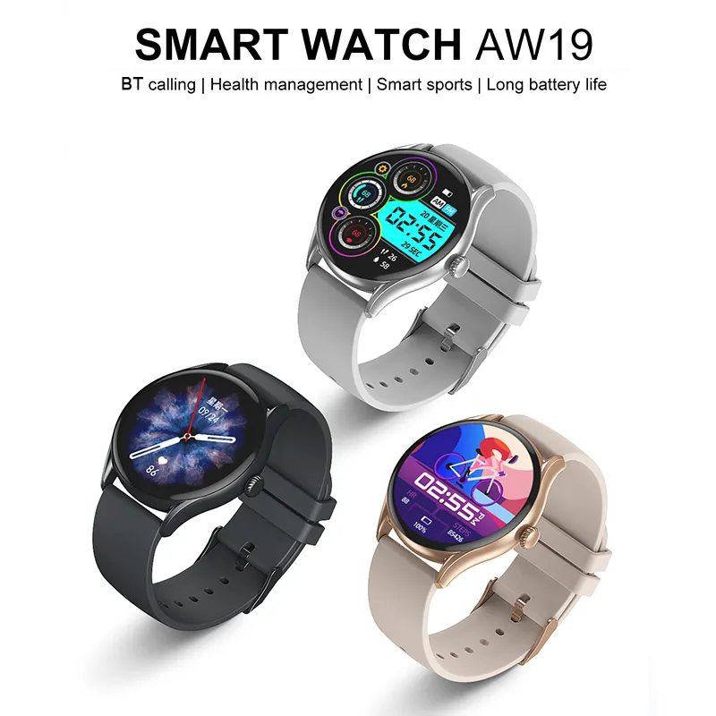 AW19 Smart Watch Fitness Tracker 1.28 Inch HD Full Touch Screen Waterprood Sports Smartwatch Bluetooth Calling Long Standby Wristwatches AW19