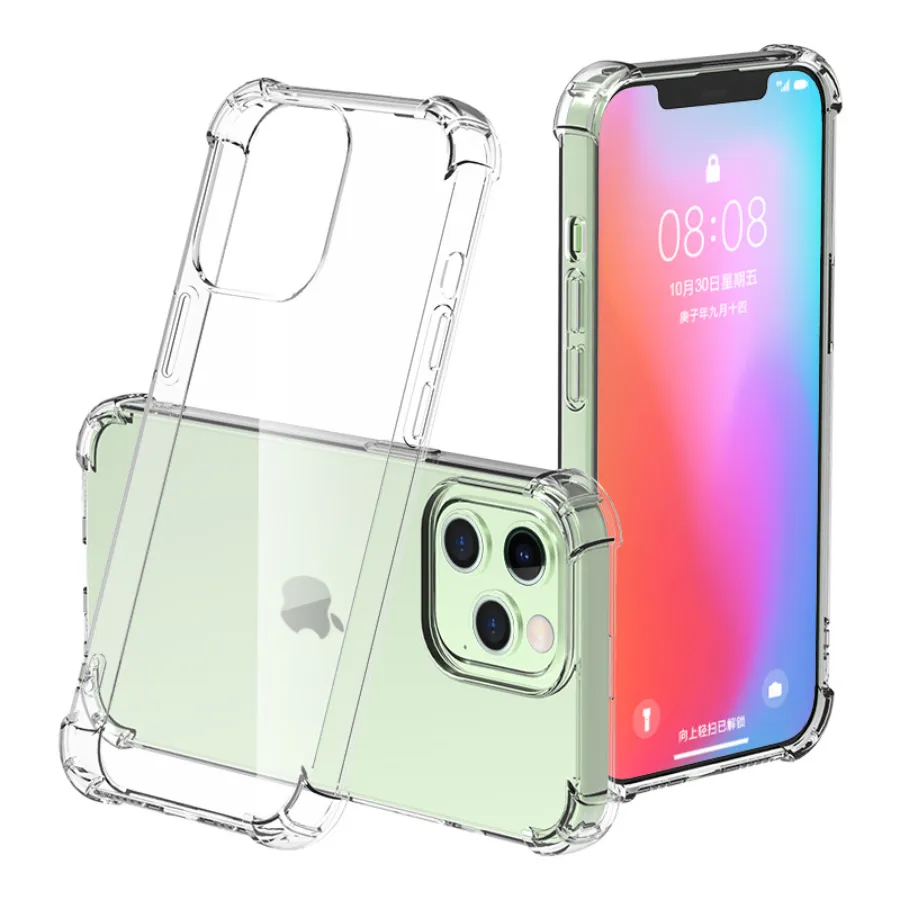 Étuis de téléphone portable pour iPhone 14 Pro Max 13 Mini 12 11 Xs Xr X 8 7 Plus Couverture arrière en TPU souple antichoc transparente