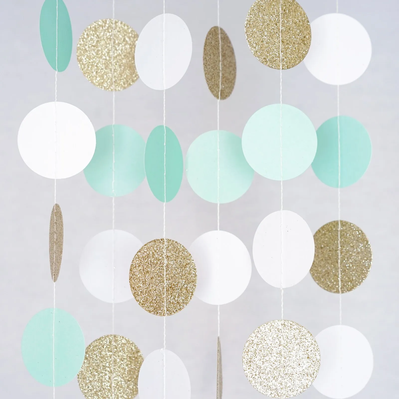 Party Decoration Circle Dots Paper Garland Streamer Backdrop 10 Feet Long Mint White Gold Glitter Drop Delivery 2022 Mxhome Amdn9