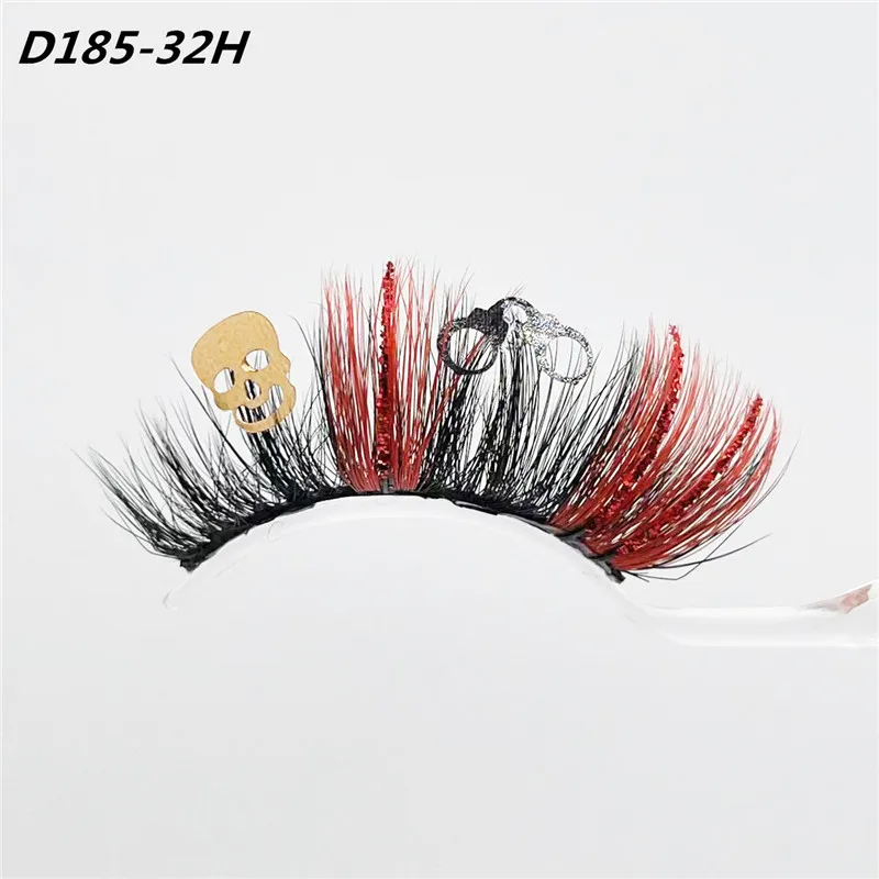 Color Faux Mink Eyelashes Fluffy Sequins Thick Christmas Strip Lashes Festival Styles Dramatic 3D Halloween Cosplay Party Lash