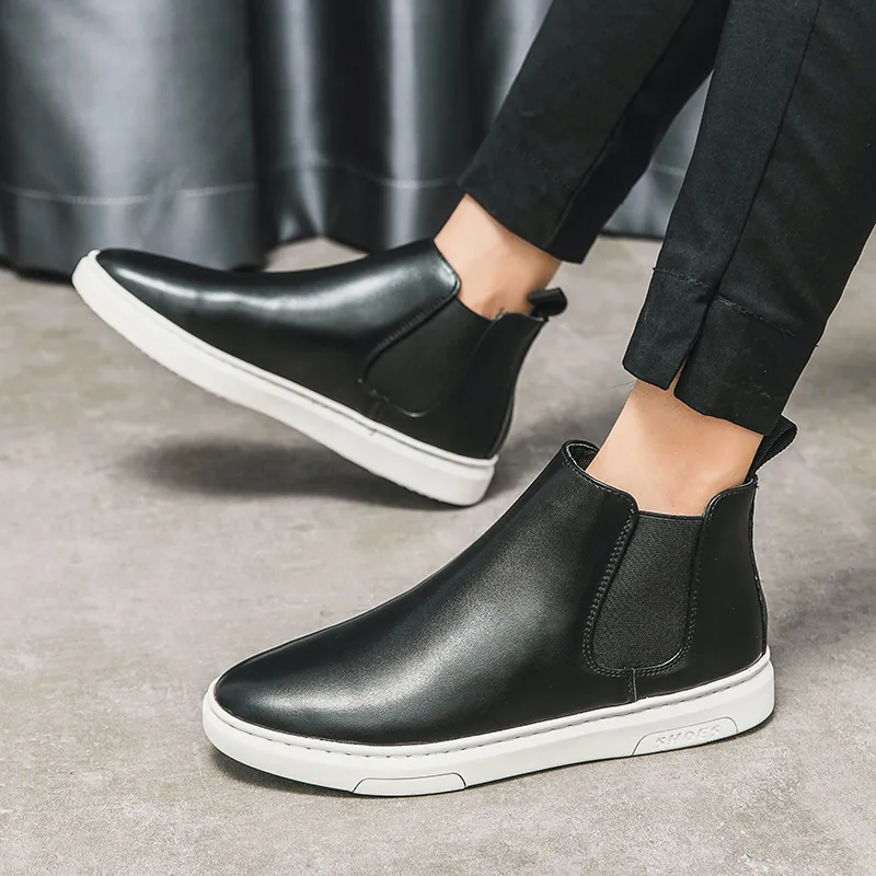 Mens white clearance leather chelsea boots