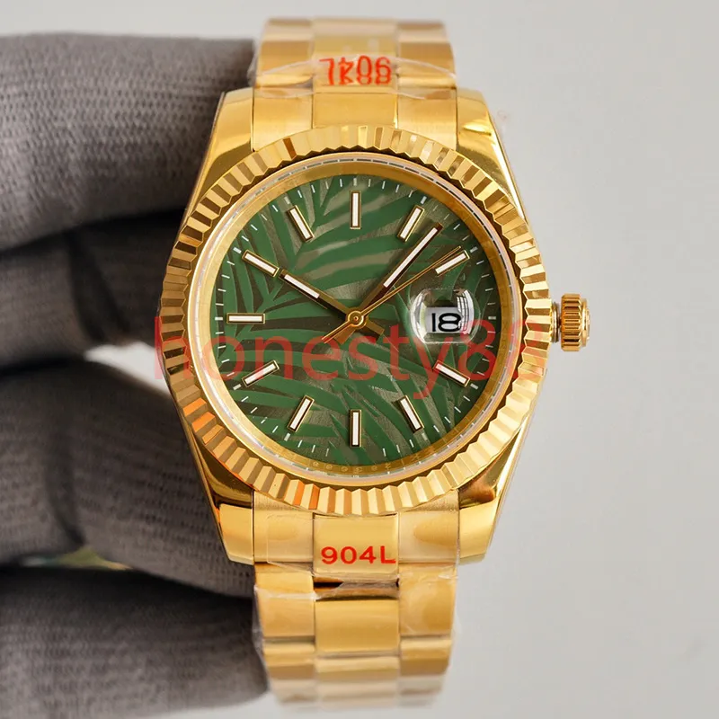 럭셔리 디자이너 남자 시계 녹색 잎 41mm/36mm 다이얼 여자 시계 사파이어 자동 운동 기계식 Montre de Luxe Watch Dhgate 디자이너 방수 선물 시계