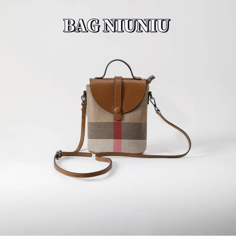 Kv￤llsp￥sar mini casual canvas crossbody l￤der l￤der blixtl￥s mobiltelefon lyxcheck handv￤ska liten axel 220922