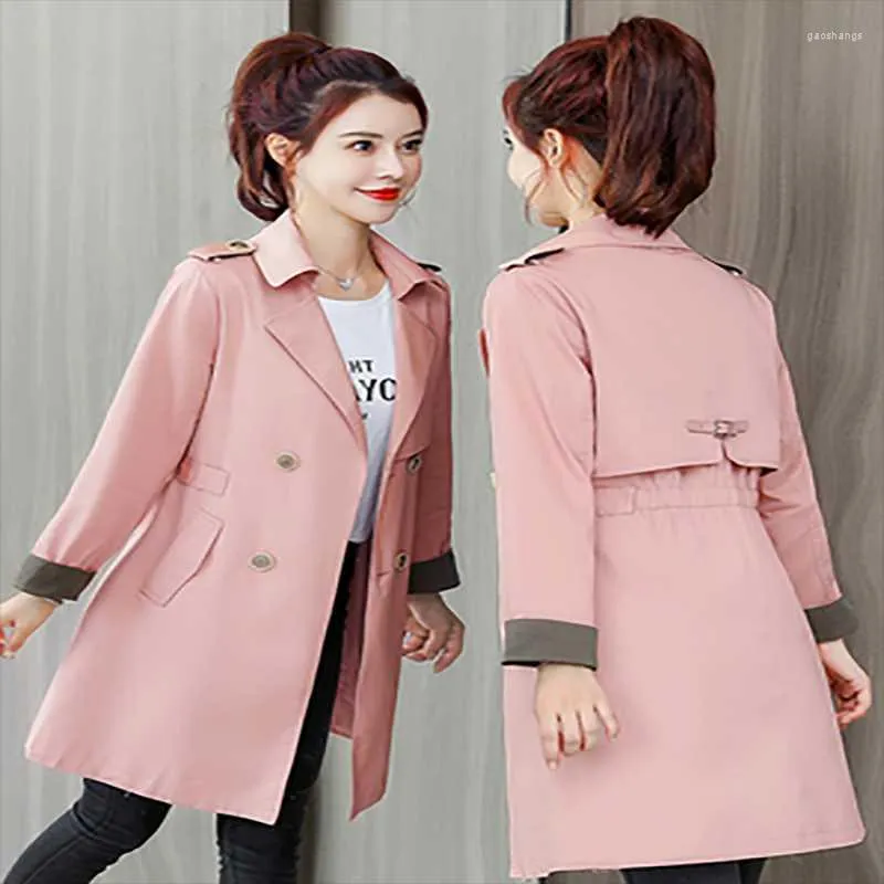 Trench feminina Coats feminino 2022 Primavera e outono Temperamento de comprimento médio Slim Short Solid Color Windbreaker Mulheres