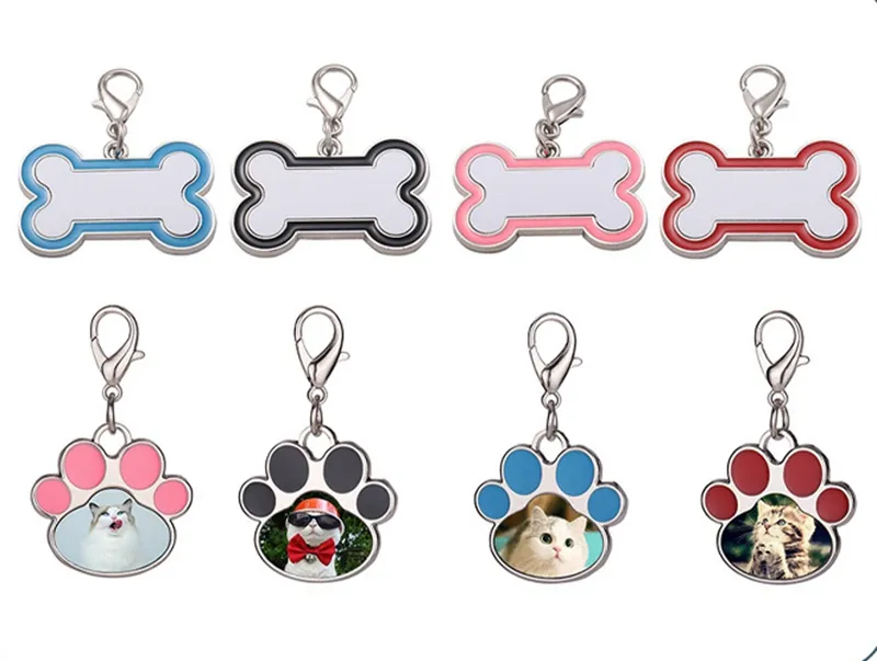 Keychains diy blank sublimation dog pet id name tags plates cats 보석류 펜던트 개인화 된 흰색 3D 열전달 태그 WLL1682
