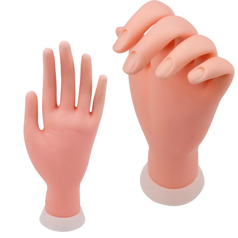 Nagelövning Display Soft Flexible Training Hand Model Silicone Art Salon Bendable Mannequin False DIY Manicure Tools 220922