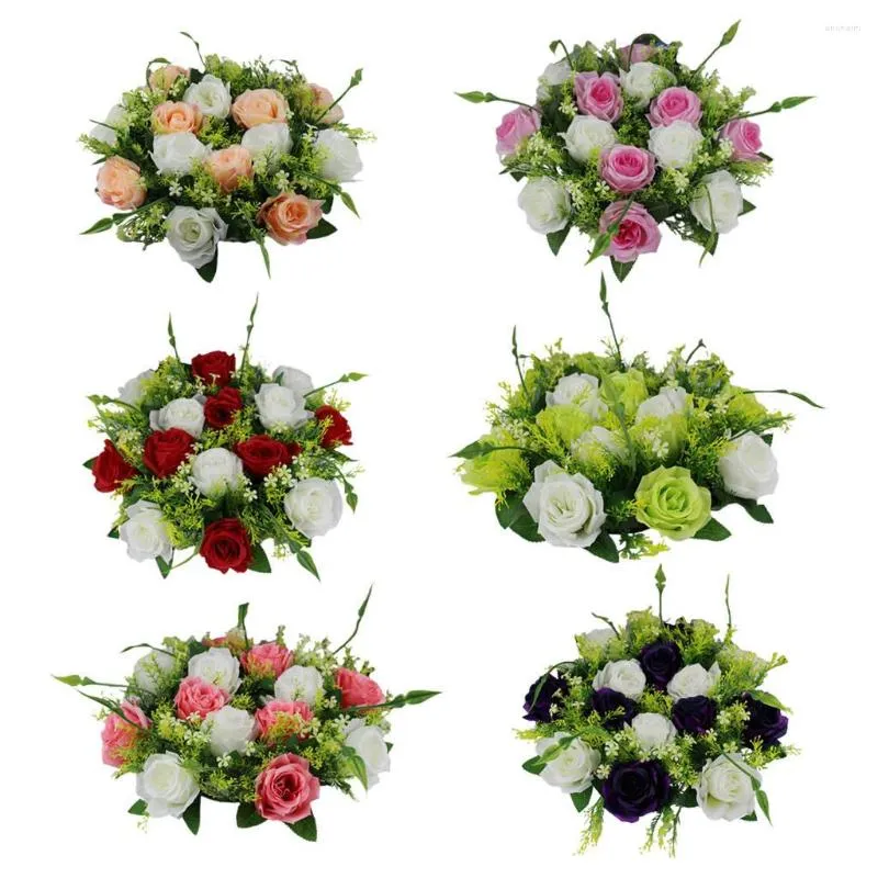 Bouquet de fleurs décoratives/paquet de 14 ornements de décoration de roses artificielles bricolage 35 cm arrangement floral pour mariage intérieur festival extérieur