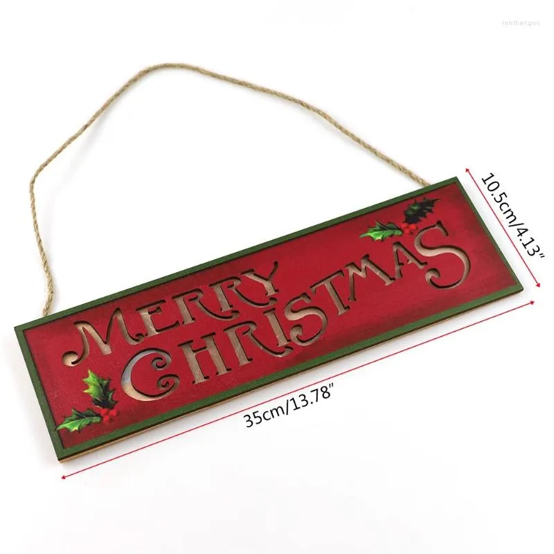 Christmas Decorations Merry Wooden Sign With LED Light Up Indoor Outdoor Hanging Plaque Door Hanger Farmhouse Xmas Holiday Party Wall