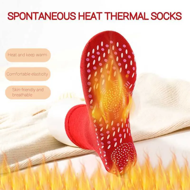 Men's Socks Self-heating Men Women Foot Massage Magnetic Therapy Health Non-slip Dots Relieve Tired Winter Fever Warm Equipment Y2209