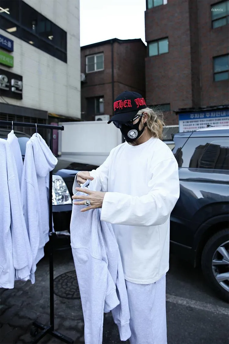 Męskie koszulki Koreańska moda marki solidna kolorowa mała luźna trend T-shirt z długim rękawem młodzieżowy czas wolny okrągły szyja wszechstronna hip hop