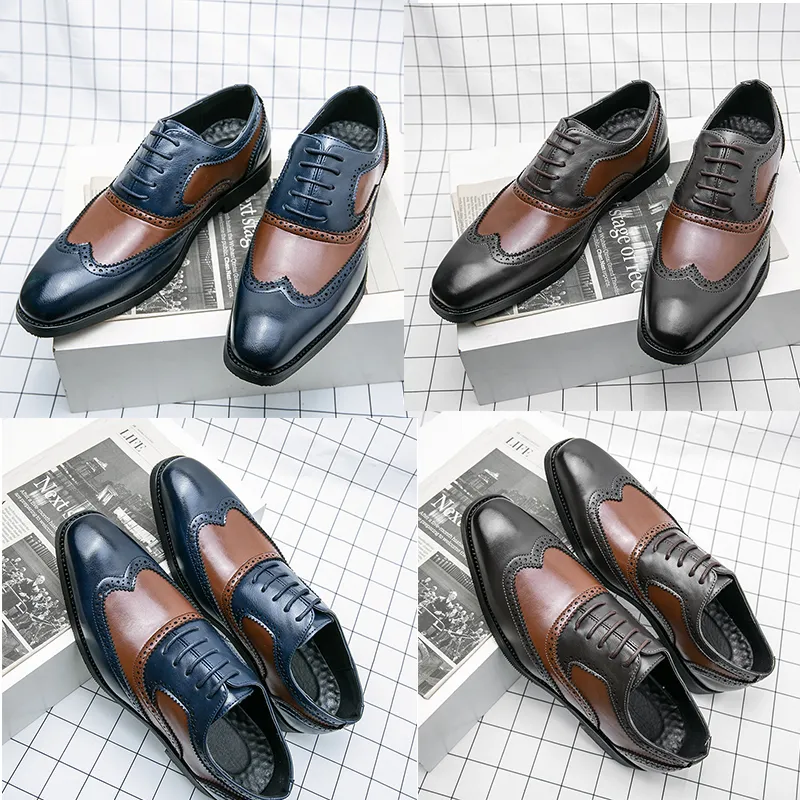 Brogues, Abendschuhe, Farbblock, kariert, geschnitzt, Flügelspitze, Schnürung, modisch, Business, Freizeit, Hochzeit, Alltag, Herren