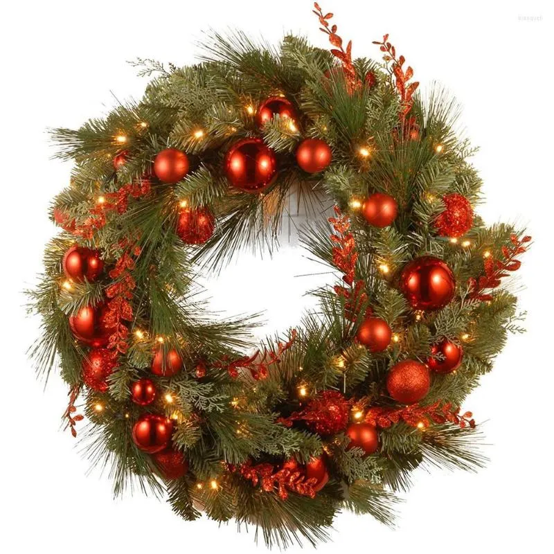 Decorative Flowers Christmas Wreath For Door Front Artificial Hanging Home Window Indoor Outdoor Decoration With Leds