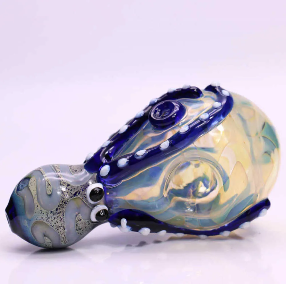 Rasta Heady Octopus Glass Pipe Blue Glass rökrör