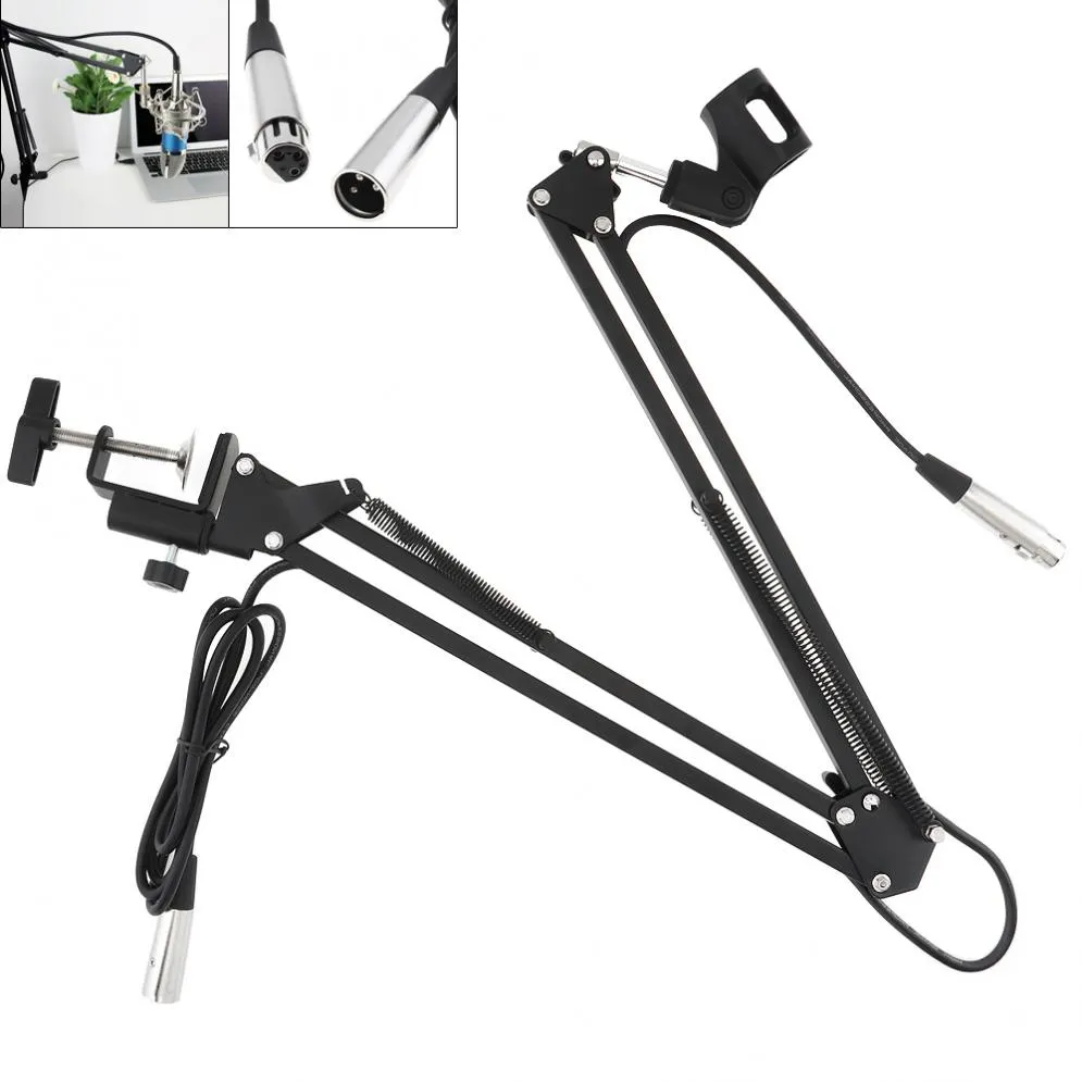 CY-35 Ajustável 31,5 " /80cm de gravação de estúdio braço de microfone com suporte de montagem de clipe de clipe de microfone 2.5m Cabo de áudio XRL