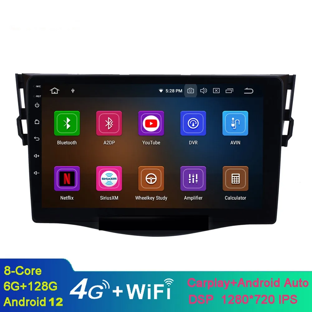 9 inch Android 10 Car Video Radio Player for Toyota RAV4 2007-2011 with WiFi Bluetooth Music USB Support DAB SWC DVR