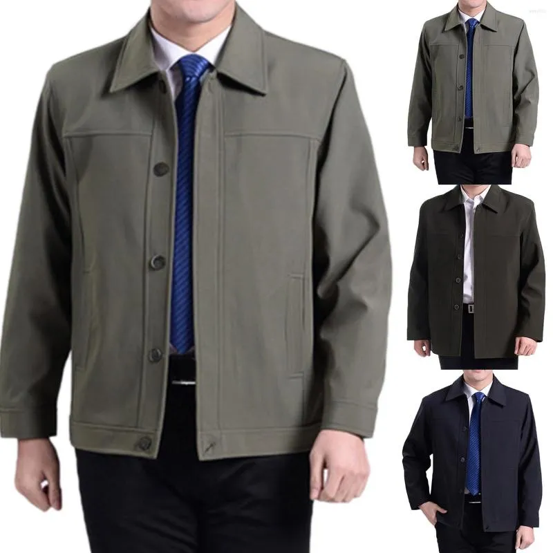 Hommes Vestes Automne Hommes Veste Manteau Épais Chaud À Manches Longues Col Rabattu Pour Coupe-Vent Imperméable Hiver Hommes Veste