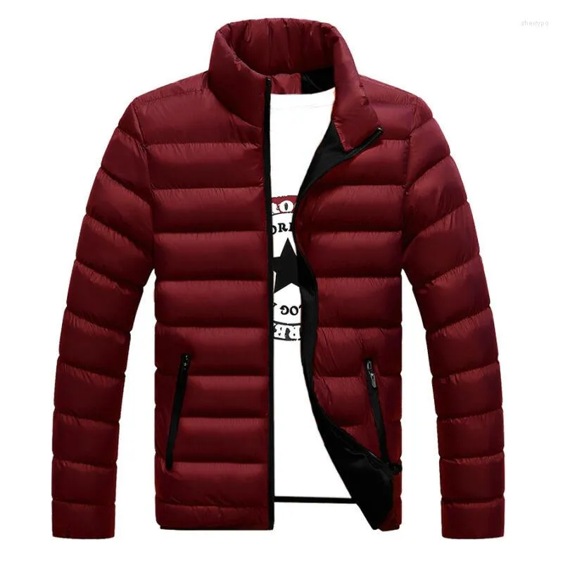 Herrjackor Autumn Winter Jacket mode trend avslappnad f￶rtjockad varma bomullsskadade kl￤der smala baseballrockar storlek ner