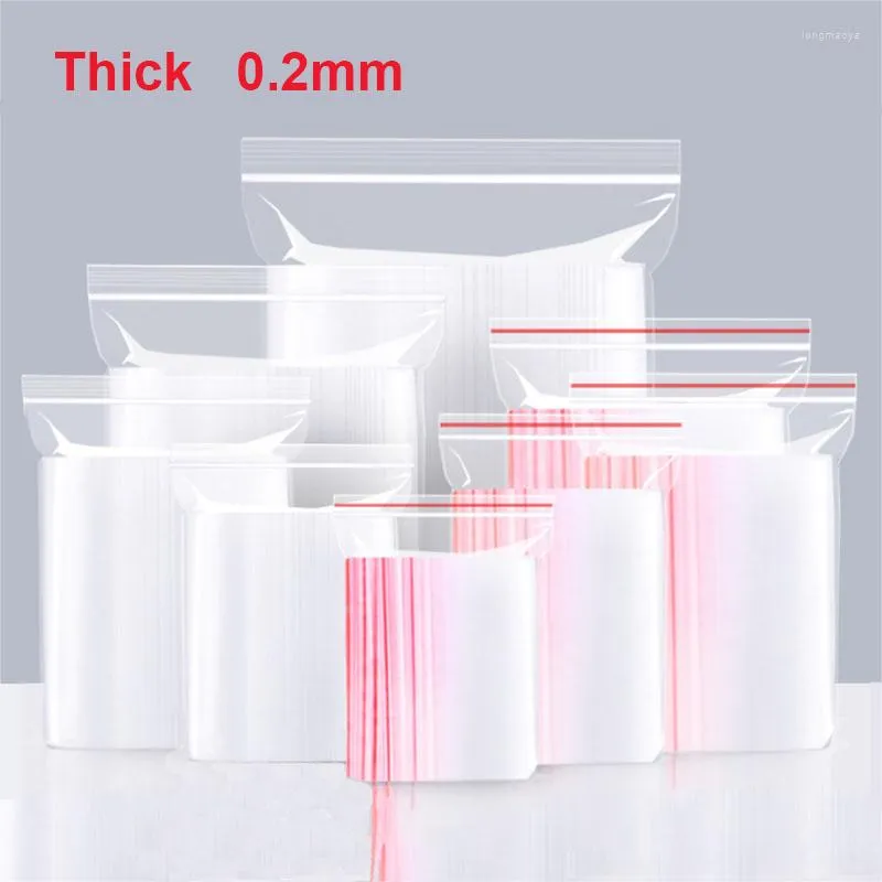 Storage Bags 30/50Pcs/lot Thick 0.2mm Clear Self Sealing Bag Resealable PE Food Package Transparent Plastic